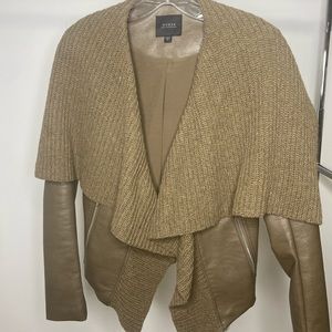 Guess Knit Collar Faux Leather Jacket